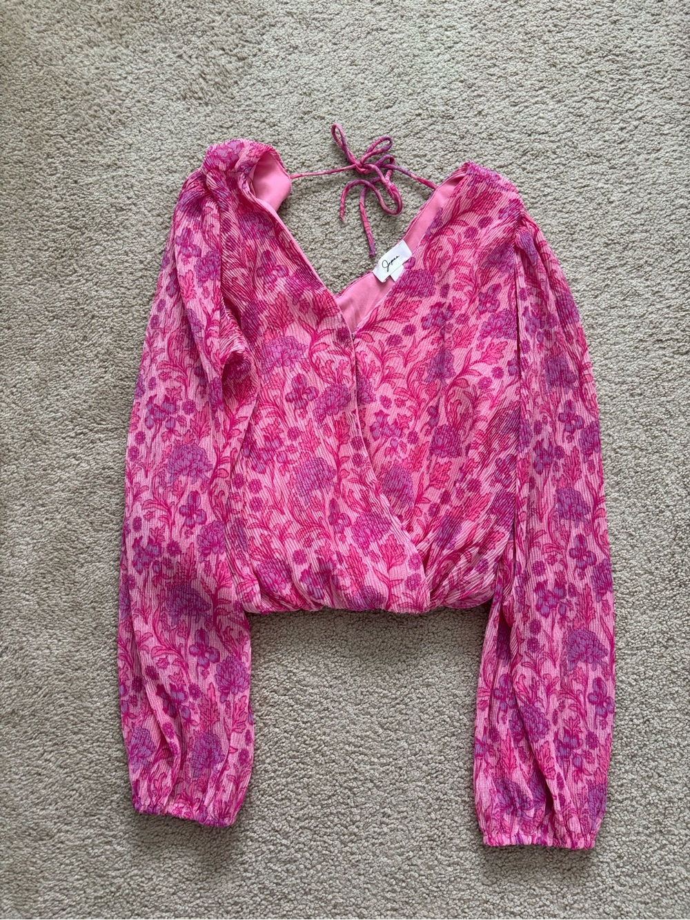 Japna Women’s Pink Floral Long Sleeve Blouse